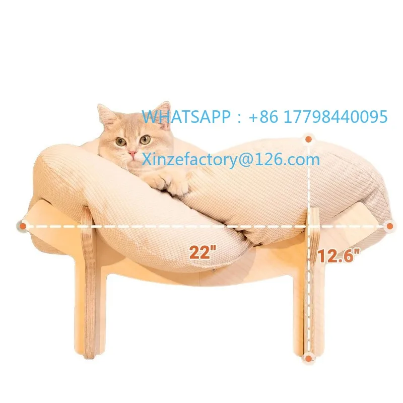 Customizable Warm Pet Nest Wooden Frame with Cushion Household Pet Cat Nest Wooden Frame Cushion Two-piece Set