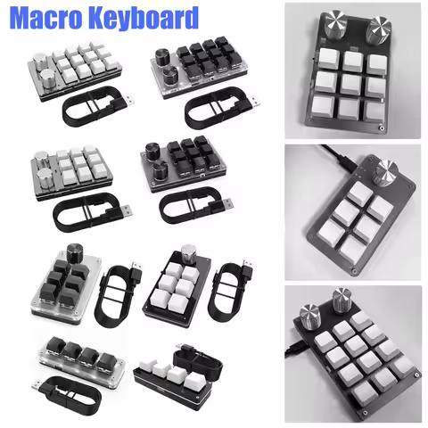 Macro Custom Gaming Keyboard Knob 3 / 4 / 6 / 9 /12 Keys Programmable Hotswap One-handed Mechanical Keypad for PS Drawing