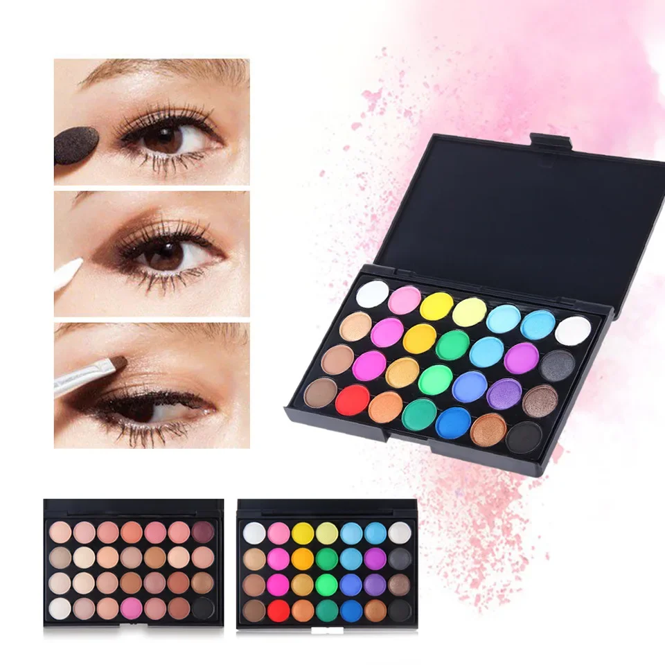 Best-seller Popfeel Makeup 28 colori Glitter Eye Shadow Palette Make Up Minerali Ombretto Tavolozza + 10 Pz/set Pennello Regali Donne