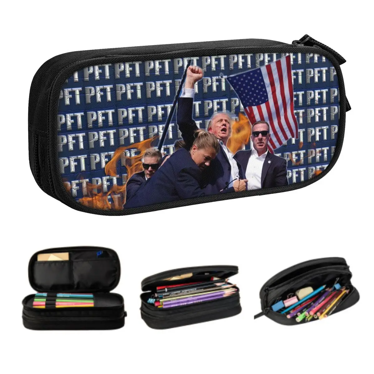 Trump Shot In Head Custom Kawaii Pencil Case Girl Boy Big Capacity Pencil Bag Pouch Students Stationery