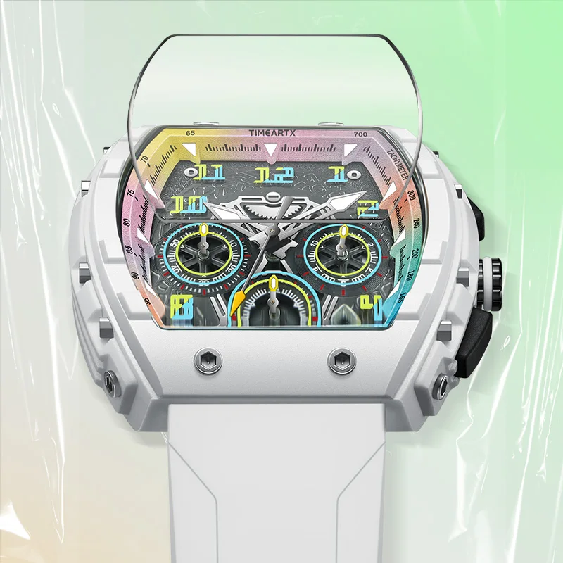 Timeartx 5001 جودة عالية Tonneau ساعة مزدوجة كبيرة 30 متر مقاوم للماء مضيئة الأيدي ساعة اليد الرجال كرونوغراف كوارتز التقويم