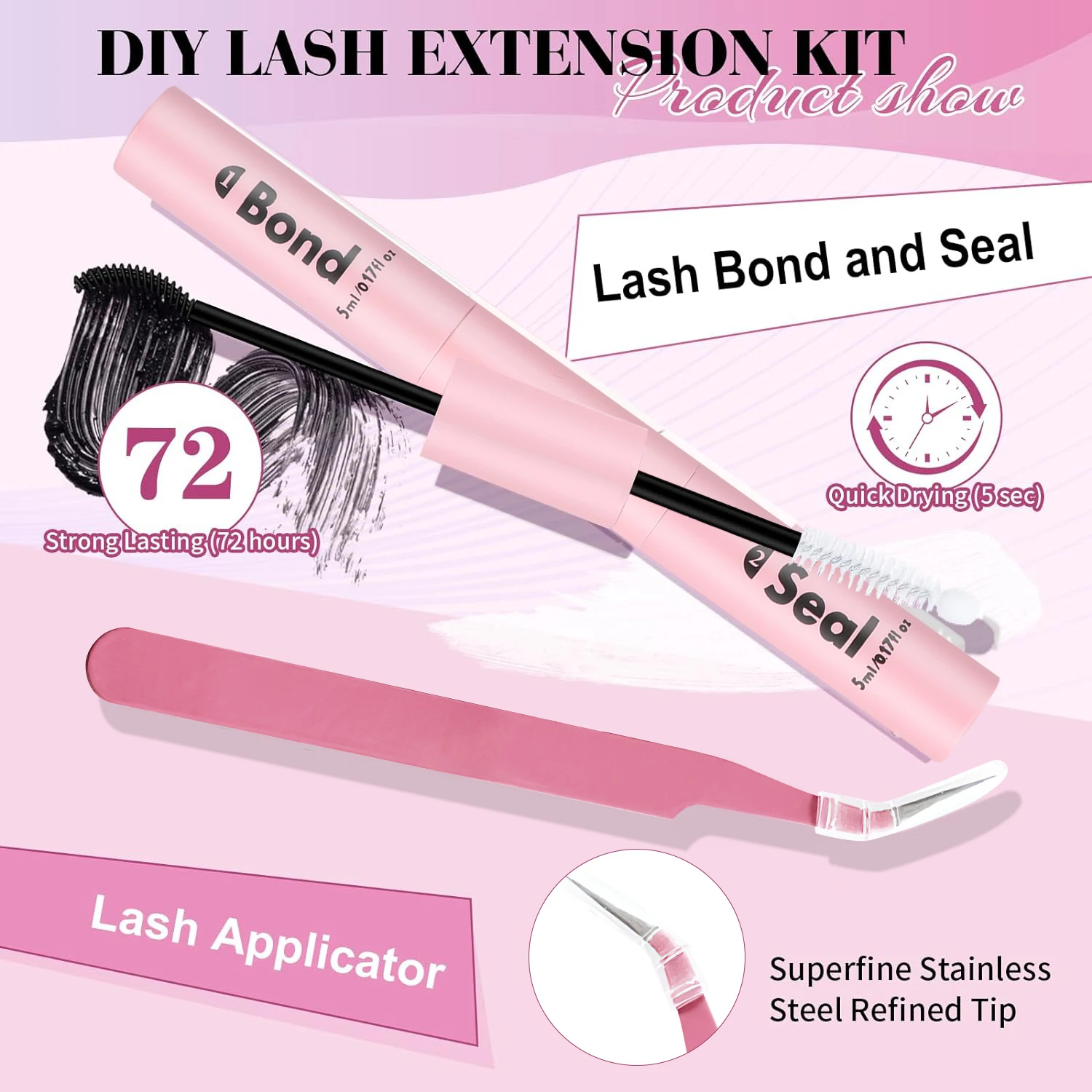 Bond and Seal Eyelashes 40D Individual lash extension with Glue Clusters Makeup tools DIY Lashes Extension kit for gluing Lashes