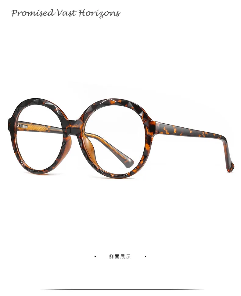 TR90 – monture de lunettes ronde translucide pour femmes, bord en cristal, bleu, rose, léopard, Plano, jambe à ressort, blocage de la lumière bleue