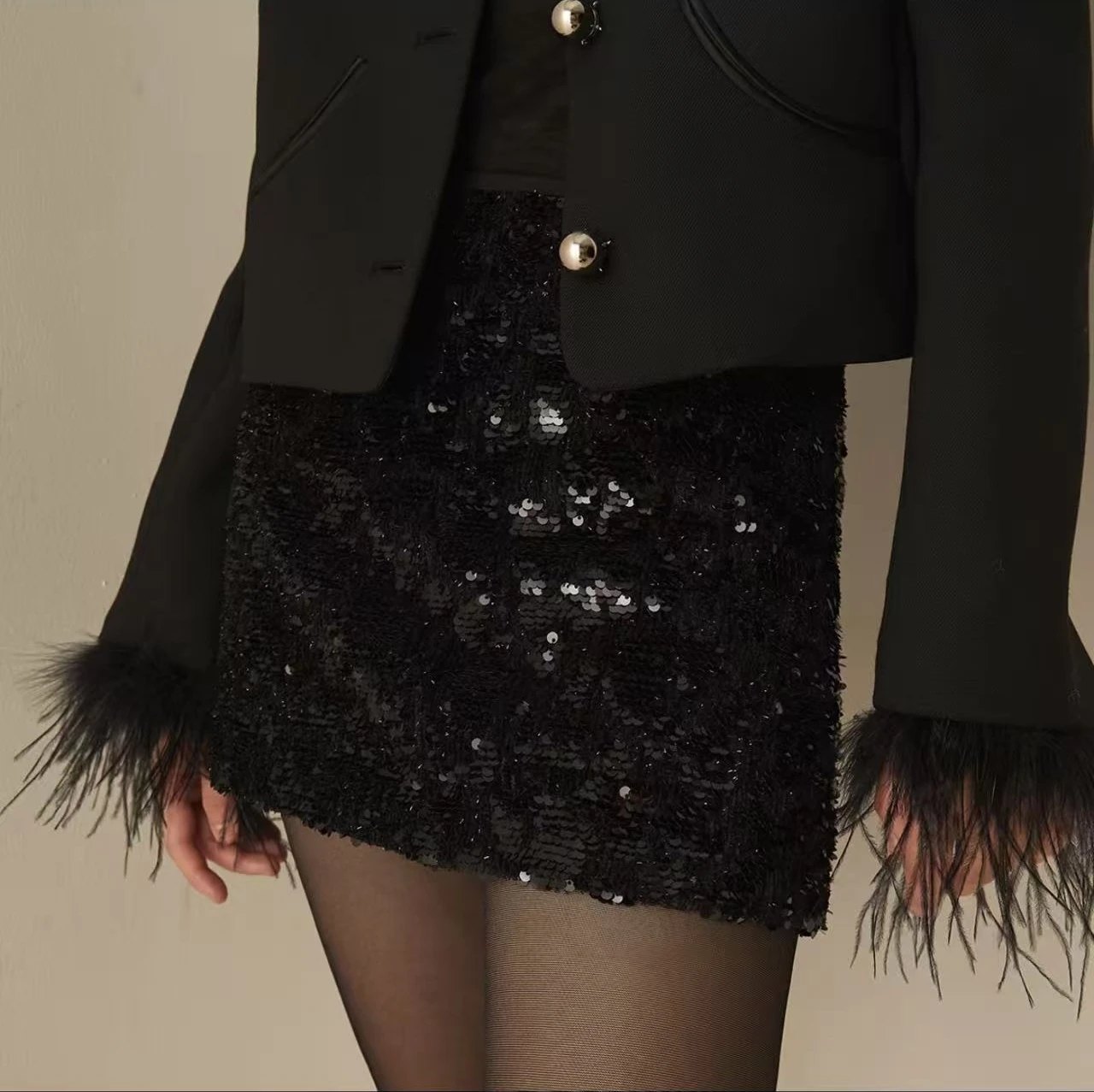 Shiny Sequin  Skirt High Waist A-Line Slim Fit Women's Party Dress Single Lady Short Skirts Bodycon Skirts