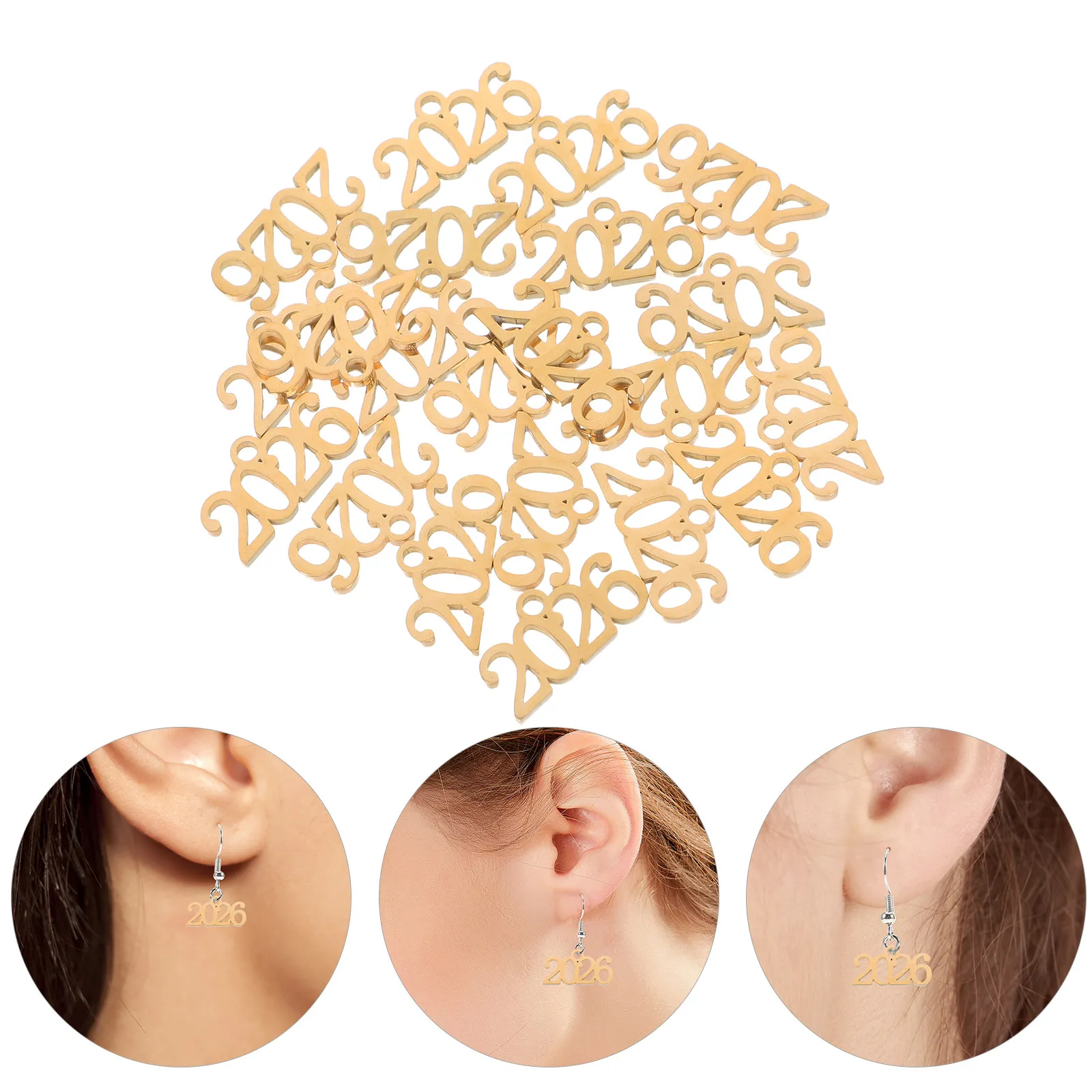 

20Pcs Mini 2026 Number Pendants Stainless Steel Year Charms for Jewelry Making DIY Bracelet Necklace Keychain Craft Supplies