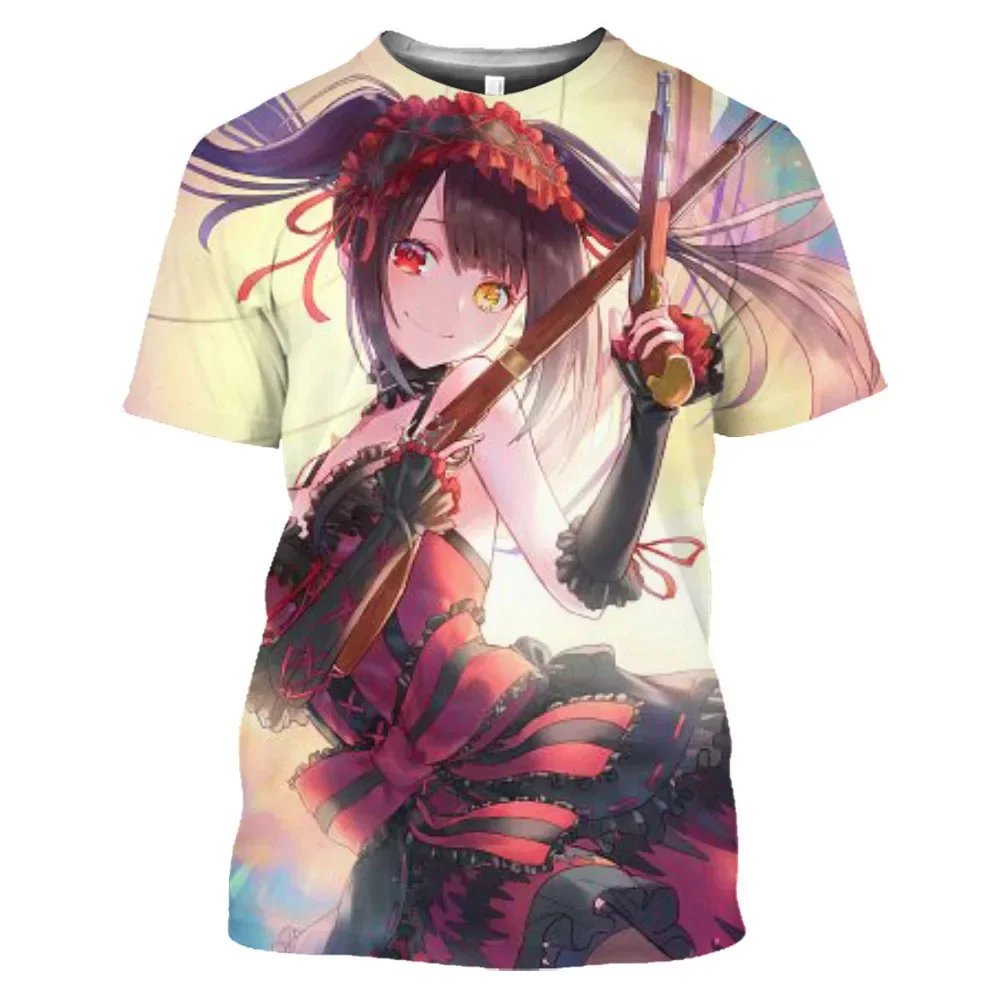 2024 Summer New Manga Sexy Girl Otaku 3d Printed Male T-shirt Harajuku Short Sleeve Large Size Loose Comfortable Breathable Top