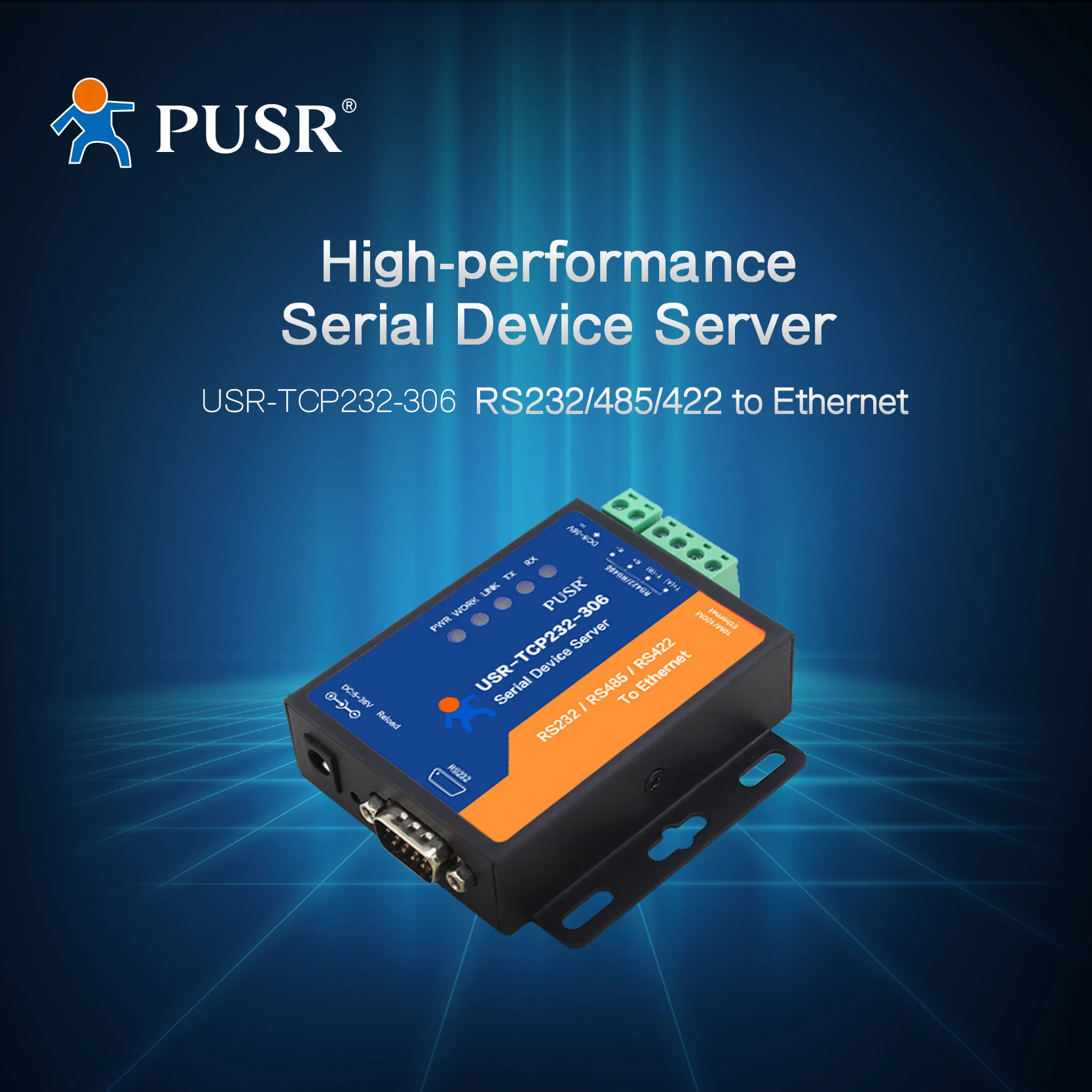 USR-TCP232-306 Rs232/485/422 zu Ethernet Multiple Config Software Integrierte Webseite AT Command Advanced Modbus Gateway