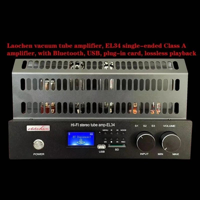 

FOR Oldchen EL34 single-ended Class A vacuum tube amplifier, with Bluetooth, USB, card lossless playback, output power 10W*2