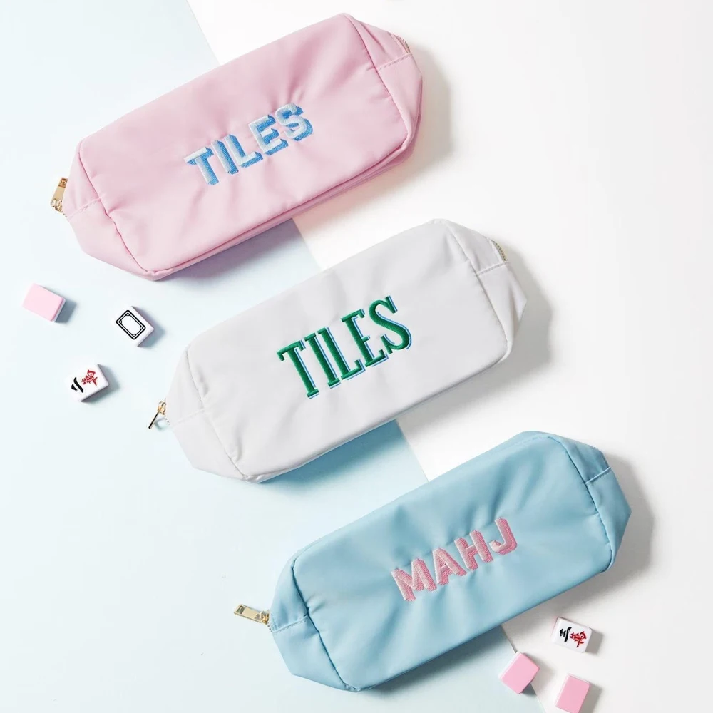 

Hot Sale Multi Color Nylon Cosmetic Bag Fashion Lady Makeup Pouch 4 Specifications Large Capacity Makeup Bag Mahjong Tile Bag
