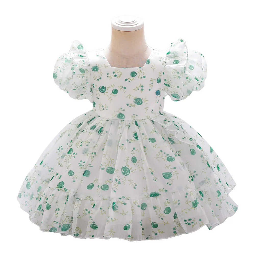 Robe blanche en Tulle pour petites filles de 0 à 2 ans, tenue princesse d'anniversaire pour enfants en bas âge, vêtements de bal pour bébés