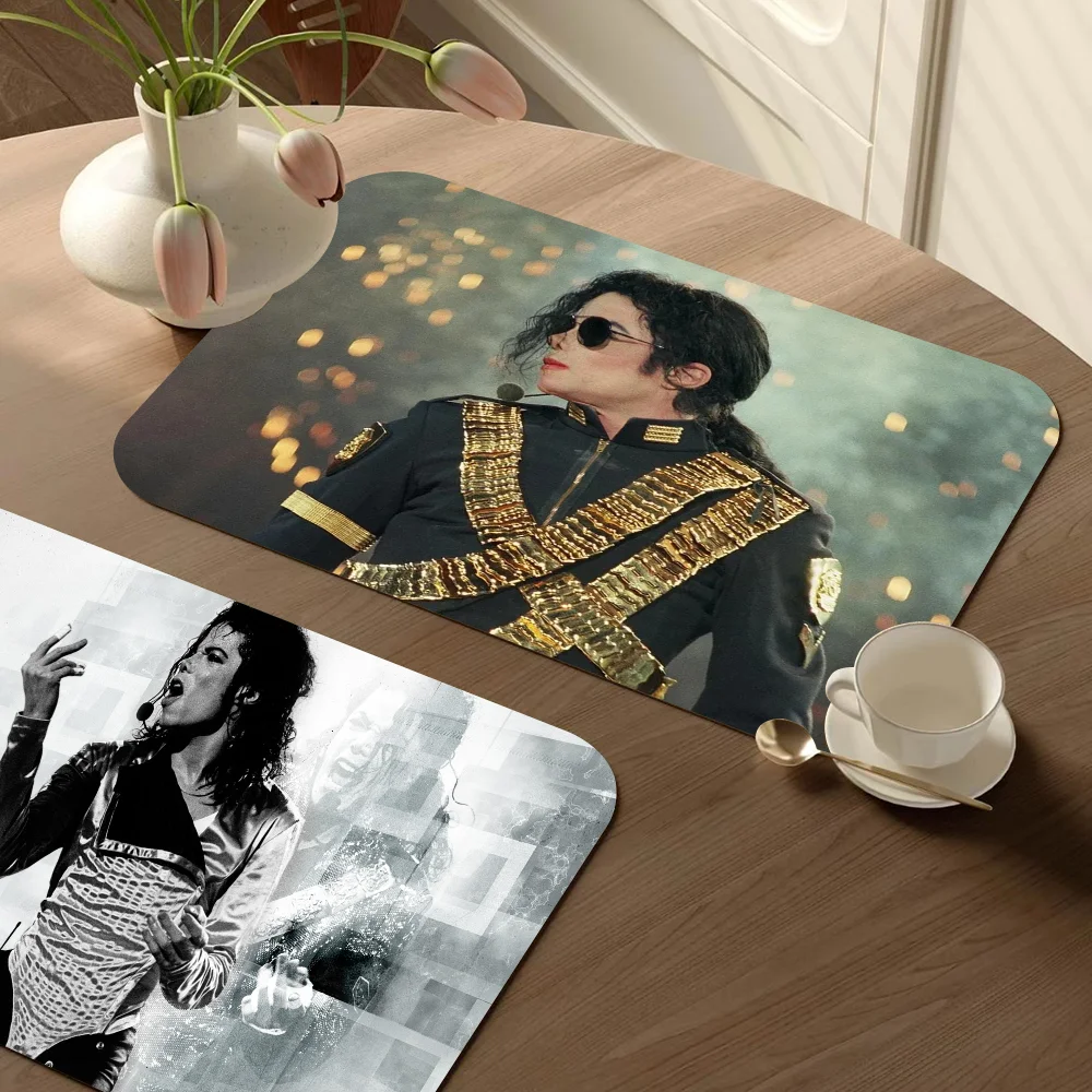 

MJ King of Pop Michael Jackson Kitchen Non-slip Drain Coffee Pad Heat Resistant Placemat Dinnerware Dustproof Pads
