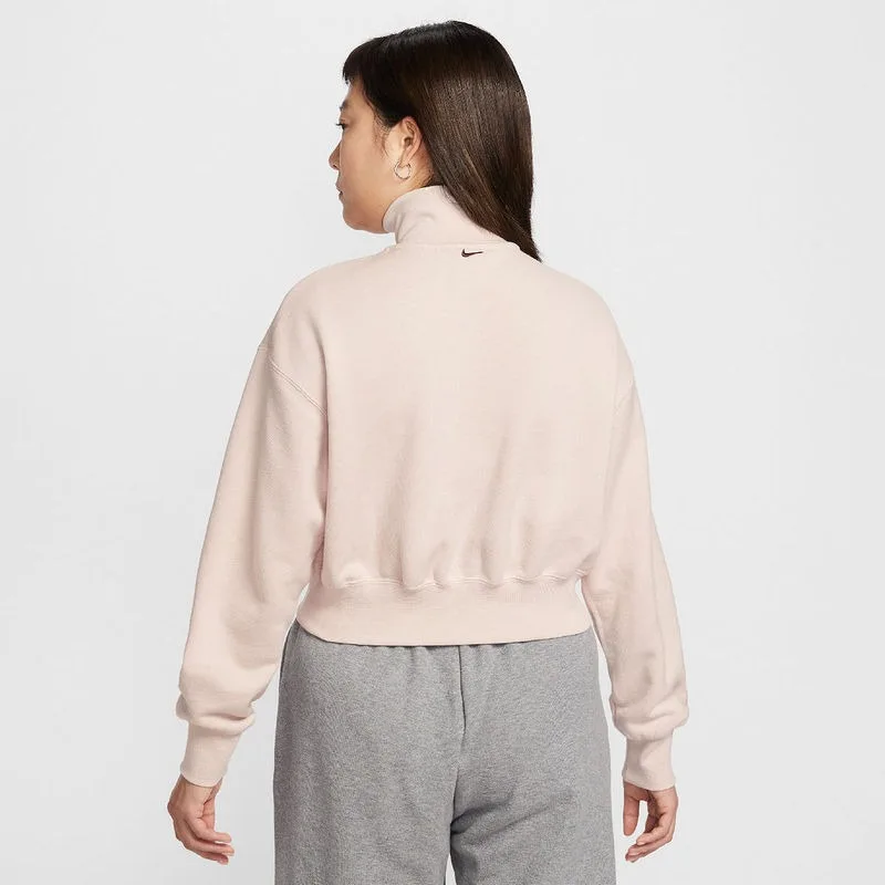 NIKE Women's Bow Sweater 26 Spring New Half Zipper Stand-up Collar Short Jumper IQ3940-667