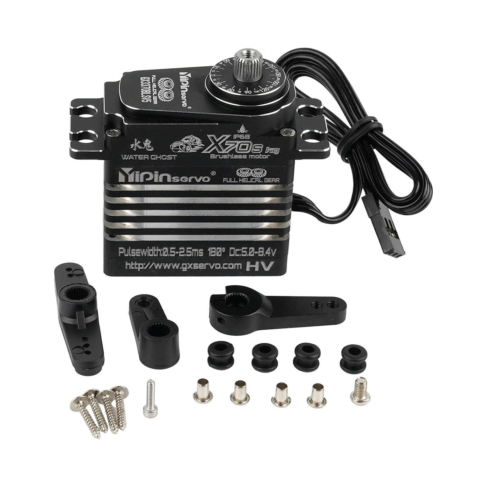 70KG Brushless Digital Servo High Torque Metal Gear 180 Degree Waterproof IP68 with Magnetic Encoder for RC Car Truck Robot