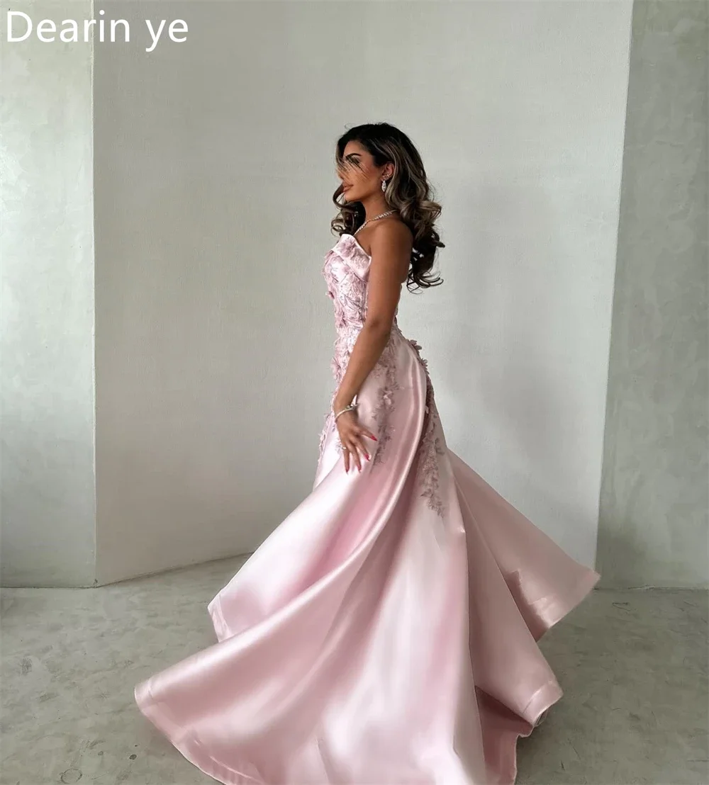 Customized Saudi Arabia Prom Gown Dearin Strapless A-line Floor Length Skirts Applique Bespoke Occasion Dresses Evening Formal D