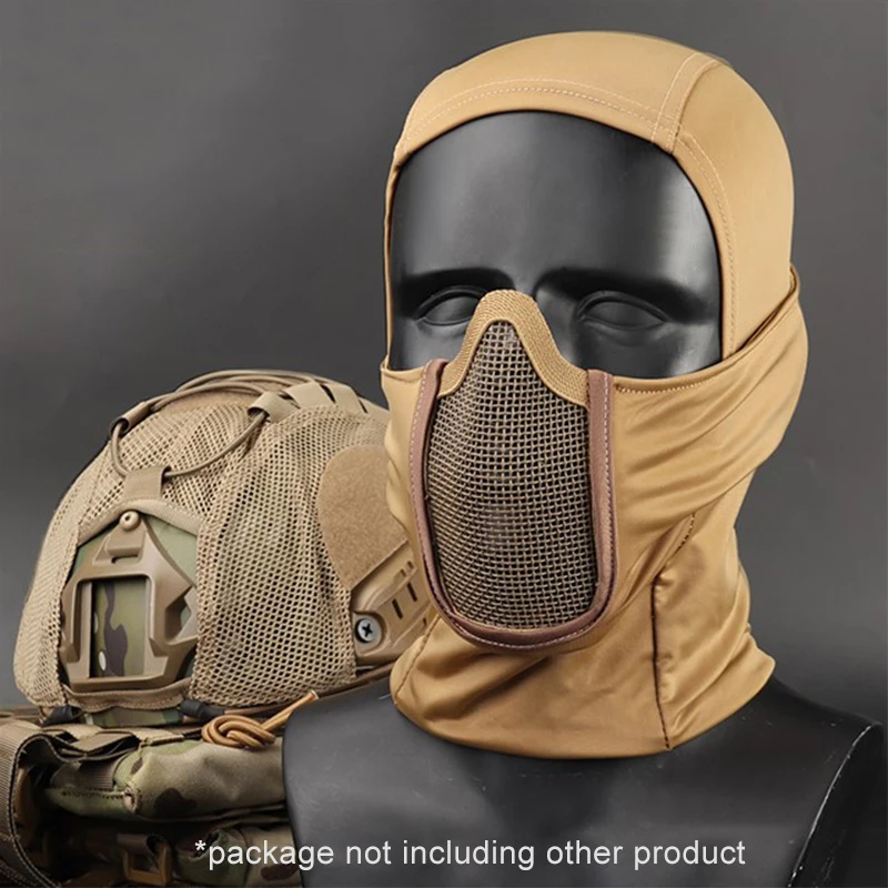 Máscara táctica para la cabeza de Airsoft Paintball CS, pasamontañas de cara completa de malla de acero, protector facial Suave para ciclismo,