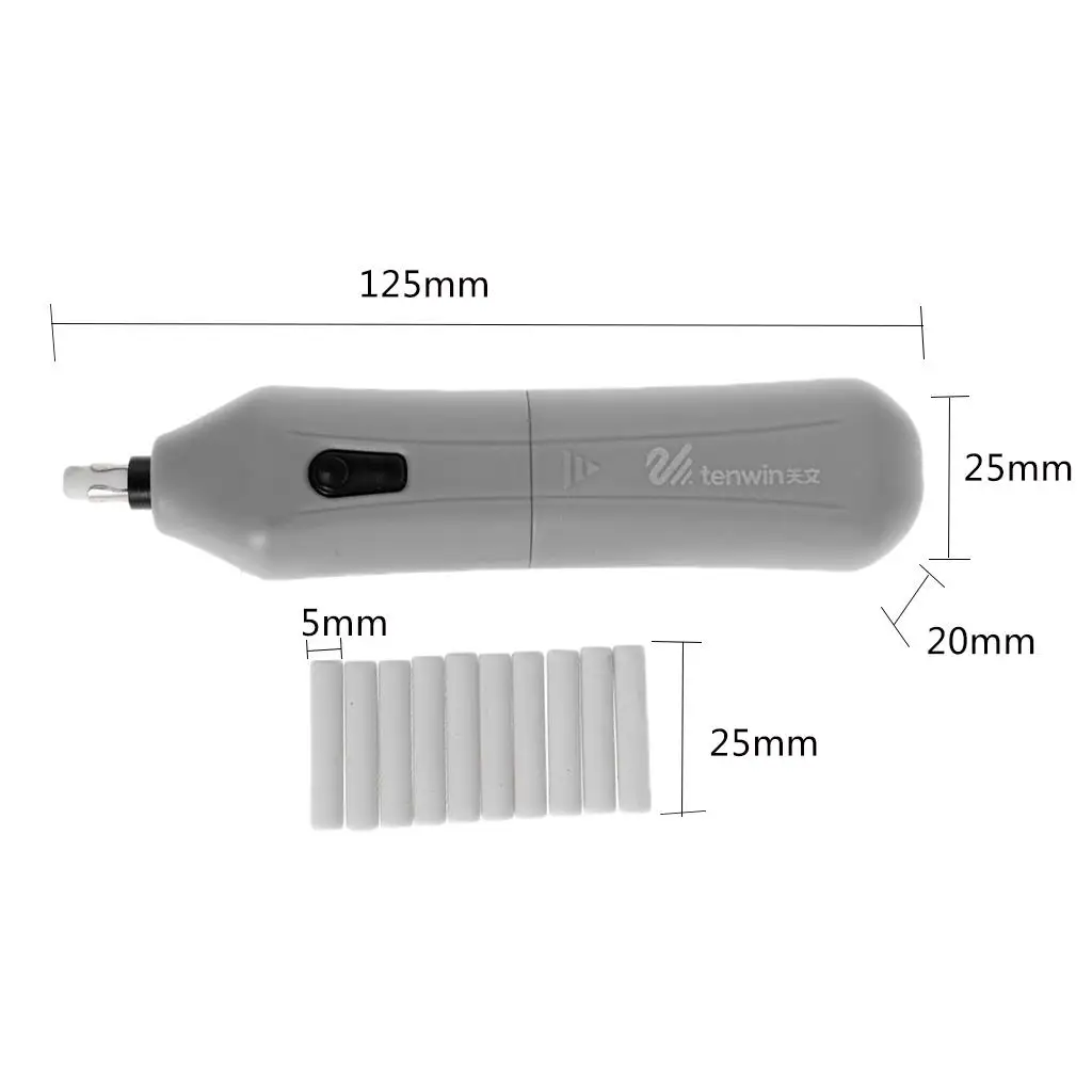 Eraser elétrico automático portátil, operado a pilhas, 10x branco recargas