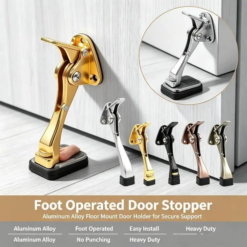 1Pcs Kick Down Door Stopper Anti Collision Non Scratch Easy Pedal Floor Holder Hardware for Bedroom Living Room