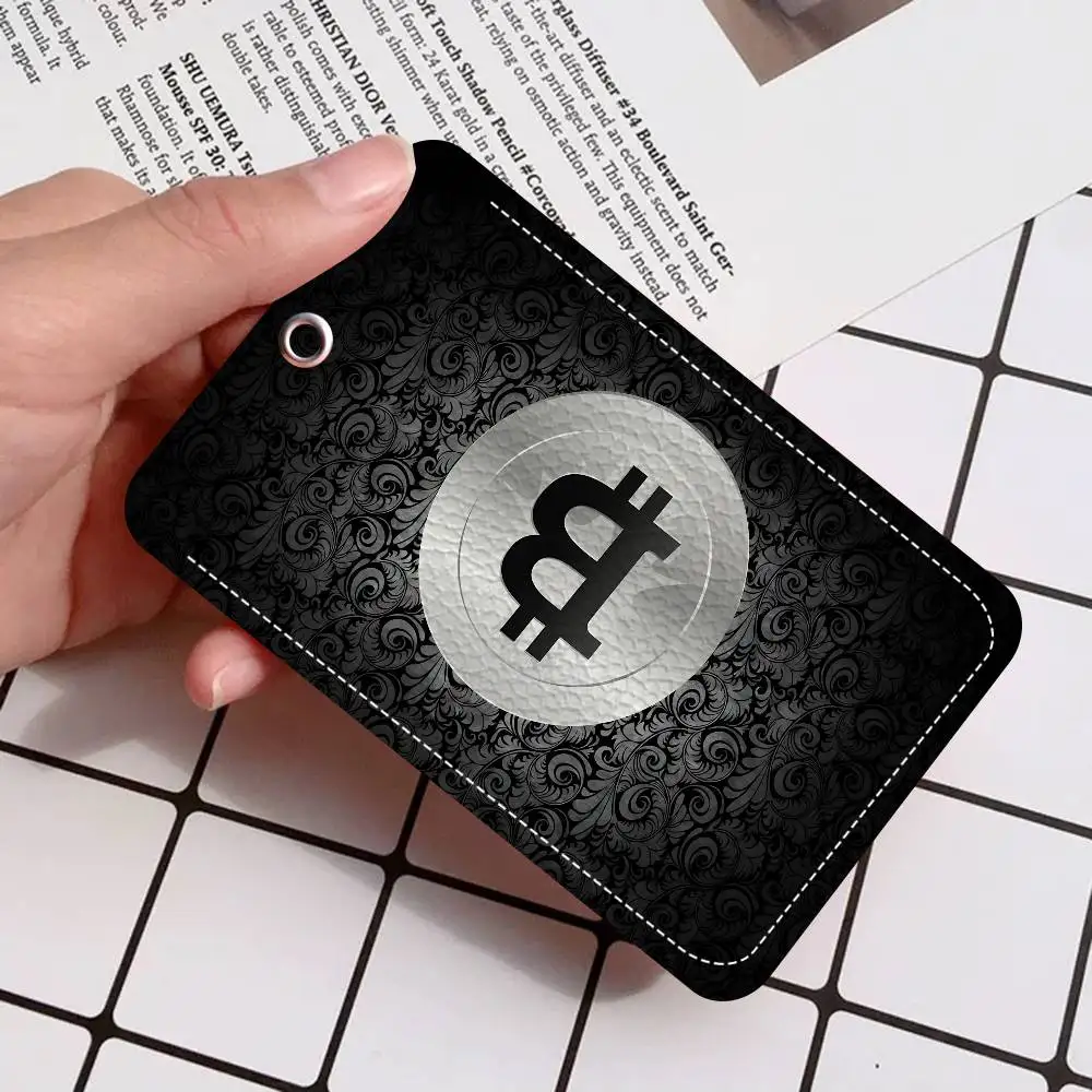 Porte-clés de dessin animé B-Bitcoin avec porte-carte d'accès, étui de protection pour carte bancaire d'identité et de repas de Bus pour la sécurité