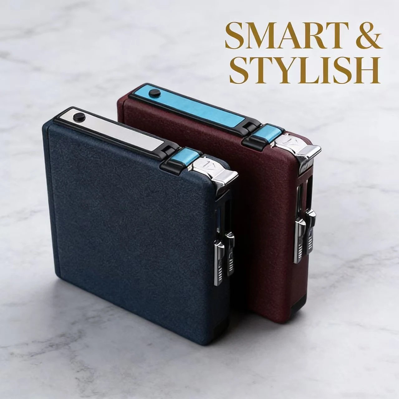 Automatic pop-up cigarette box, 18-20 pack, cigarette box, lighter, ultra-thin windproof creative lighter