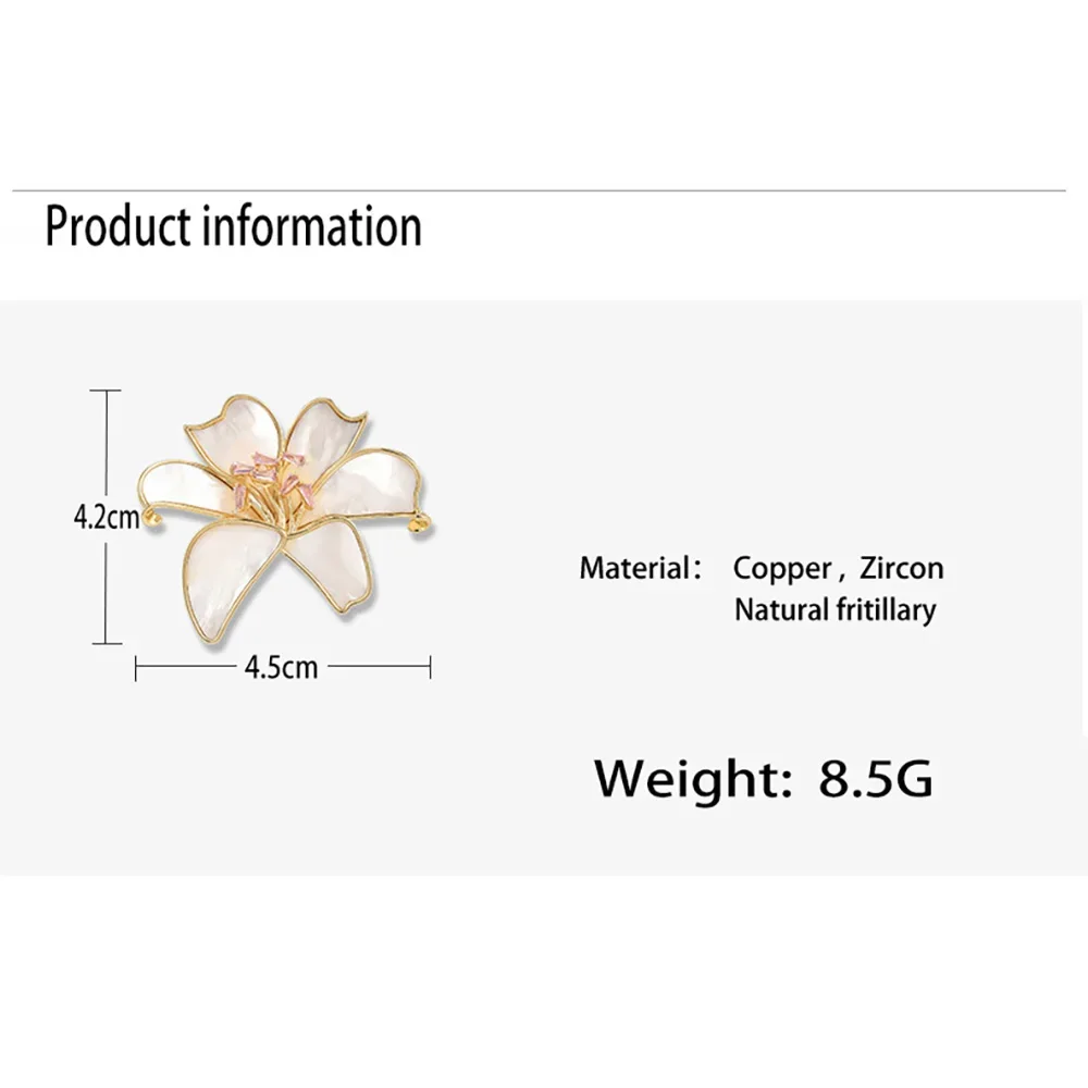 white lily Flower Brooch for Women Brooches Elegant Clothes Pins ladies High Quality Jewelry Wedding bridesmaid Accessories Gift