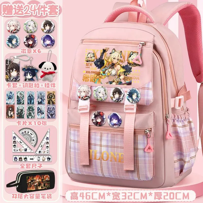 لعبة GS Impact Anime Cos Varesa Xilonen Sethos Chasca Yumetiuki Mizuki إلخ. حقيبة ظهر محمولة للجنسين 2025