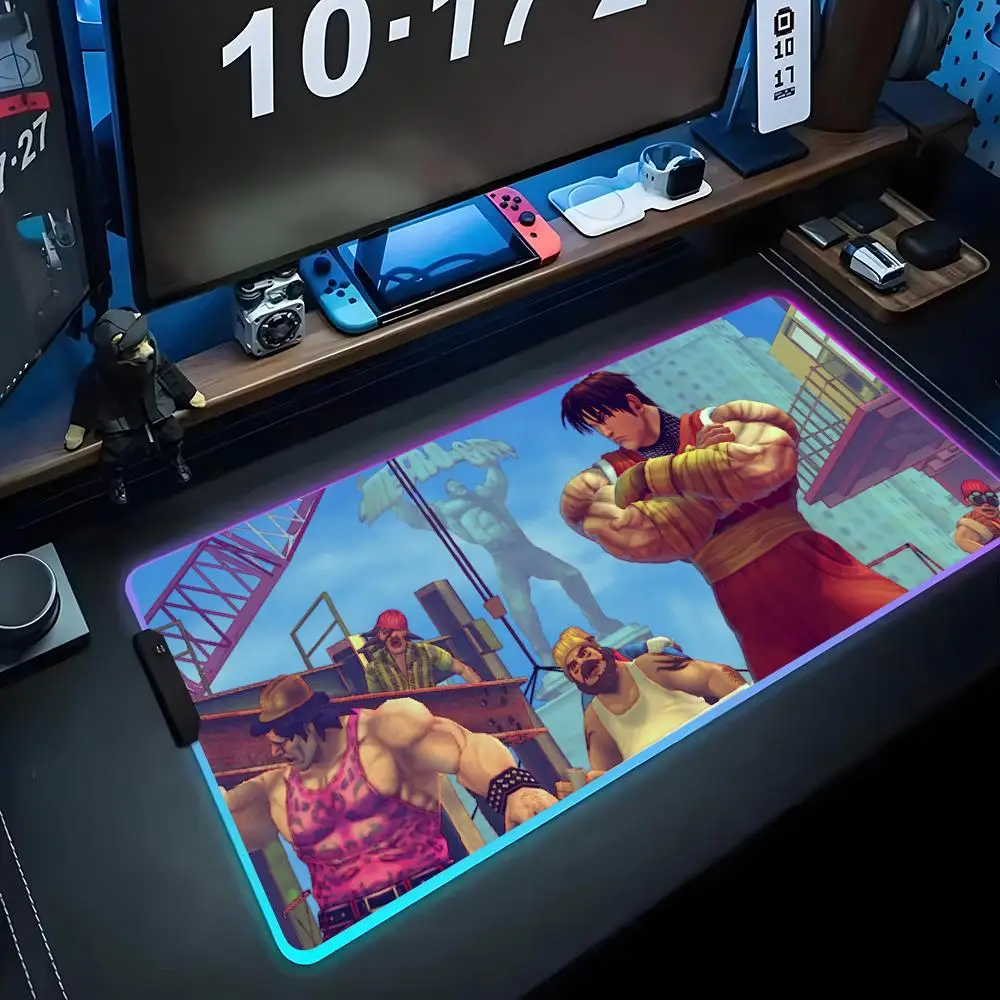 

Коврик для мыши Street Fighter RGB Gaming Mousepad Большой светодиодный коврик для ПК Настольный коврик Светящийся коврик для мыши Большие коврики для клавиатуры Настольный коврик с