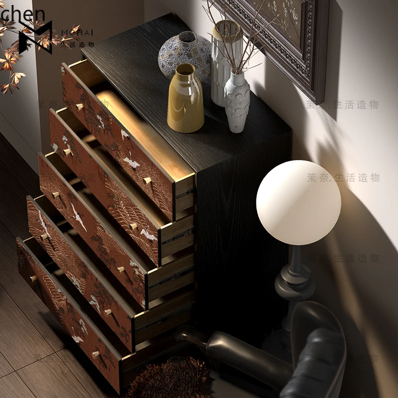 ZML Chinese style bucket cabinet, bedroom storage locker, household solid wood living room entrance decorative cabinet