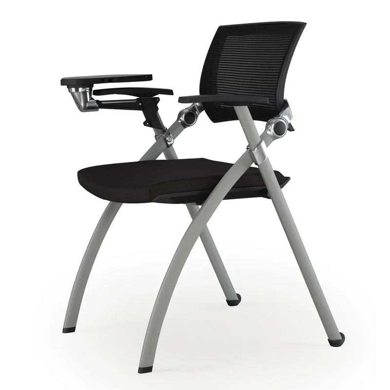 Training chair with writing board, office meeting with hidden wheels, folding table and chair, integrated press chair