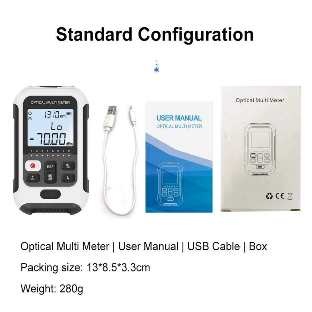 Optical Power Meter+Visual Fault Locator 15Mw and RJ45 Cable Tracker Powered 3In1 Fiber Optic Light Tester+OPM VFL RJ45