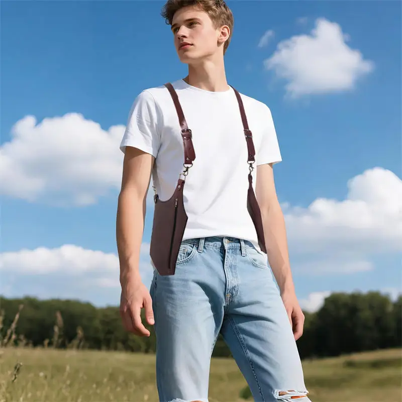 

Сумки на плечо для подмышек, мужская кожаная уличная сумка для телефона в стиле ретро, многофункциональная маленькая сумка с регулируемой молнией, стильный жилет