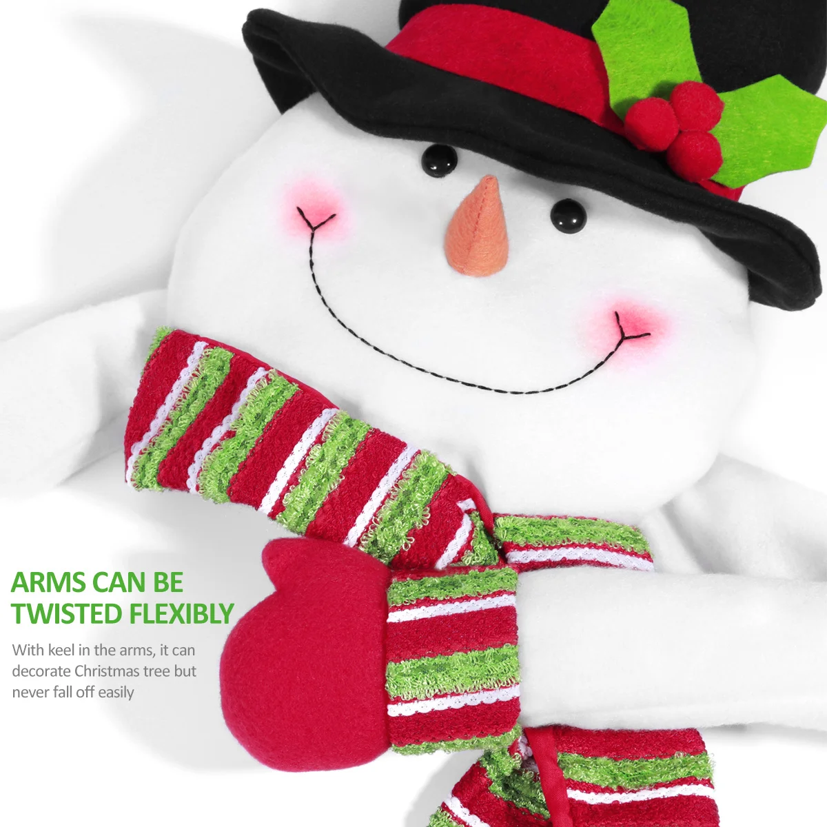 

Christmas Snowman Topper Home Decor Red Mittens Scarf Bendable Arms Party Festive Christmas naments
