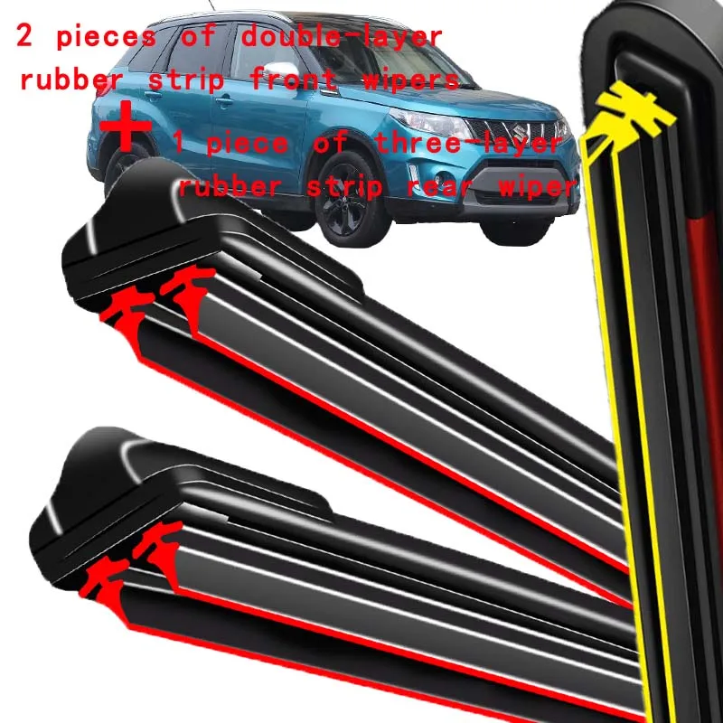 

For Suzuki Vitara MK4 2015-2023 2016 2017 2018 Wiper Front & Rear Wiper Blades Windshield Windscreen Window Brushes 24"+16"+10"