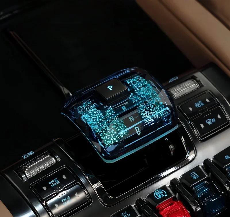 سيارة التحكم المركزي كريستال ذراع السرعة صالح ل BYD ليوبارد 8 2024 2025 تعديل السيارات مضيئة ذراع السرعة رئيس اكسسوارات السيارات