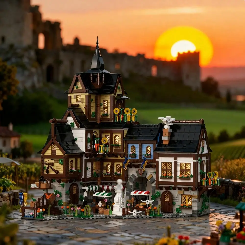 Volwassen Viking Village Town Center-bouwset met 3867-delig, architectonisch speelgoed voor creatief spelen