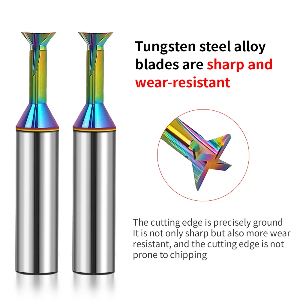 Augusttools HRC55 Colorful Dovetail Milling Cutter Carbide Endmill 30° 45° 60° End Mill Tungsten Steel Cnc Machining Tools