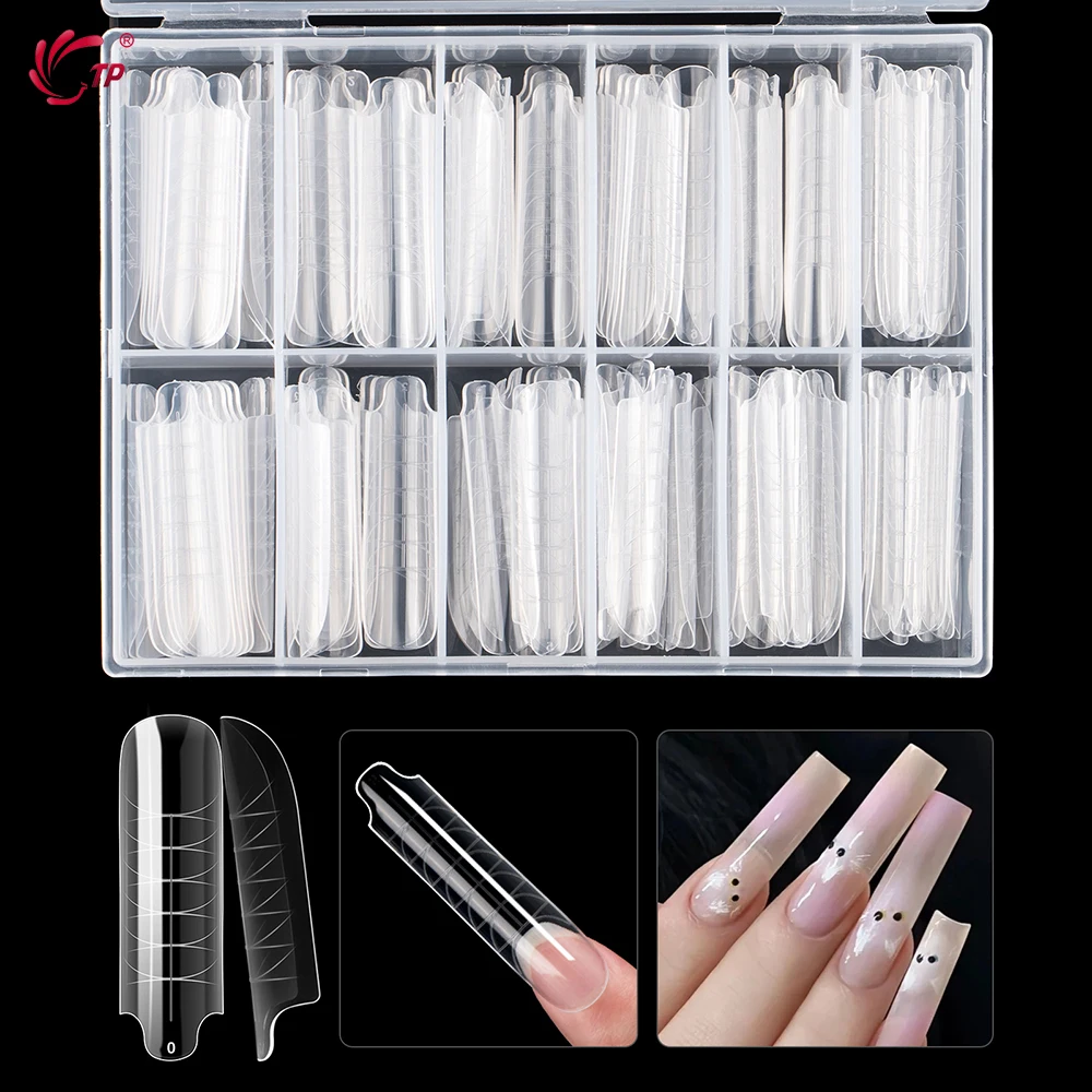 TP 120Pcs Dual Form Nails Full Cover Quick Building Gel Molds Acrylic  False Nail Tips Top Forms Extension Upper Mold Nail Tools