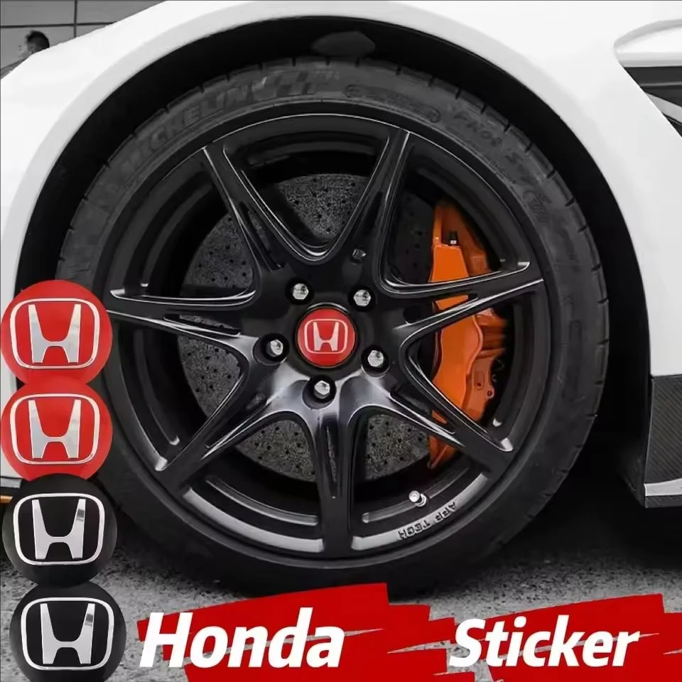 

4Pcs Car Wheel Center Hub Cap Stickers For Honda Civic Accord Jazz Fit CRV Odyssey City Pilot Vezel Prelude Insig