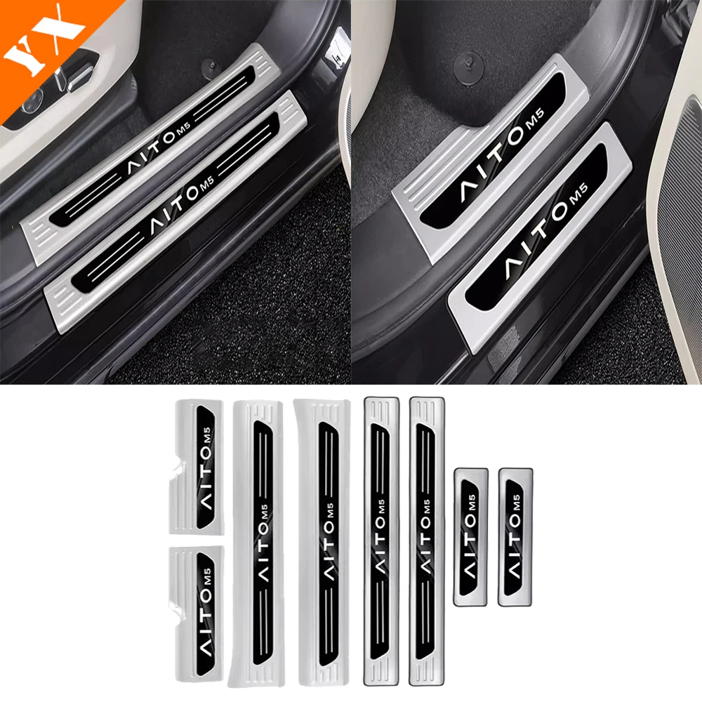 For Huawei Aito M5 2022-2023 Black Stainless Car Door Sill Scuff Trim Plate Welcome Protectors Accessories Guard Plat Styling