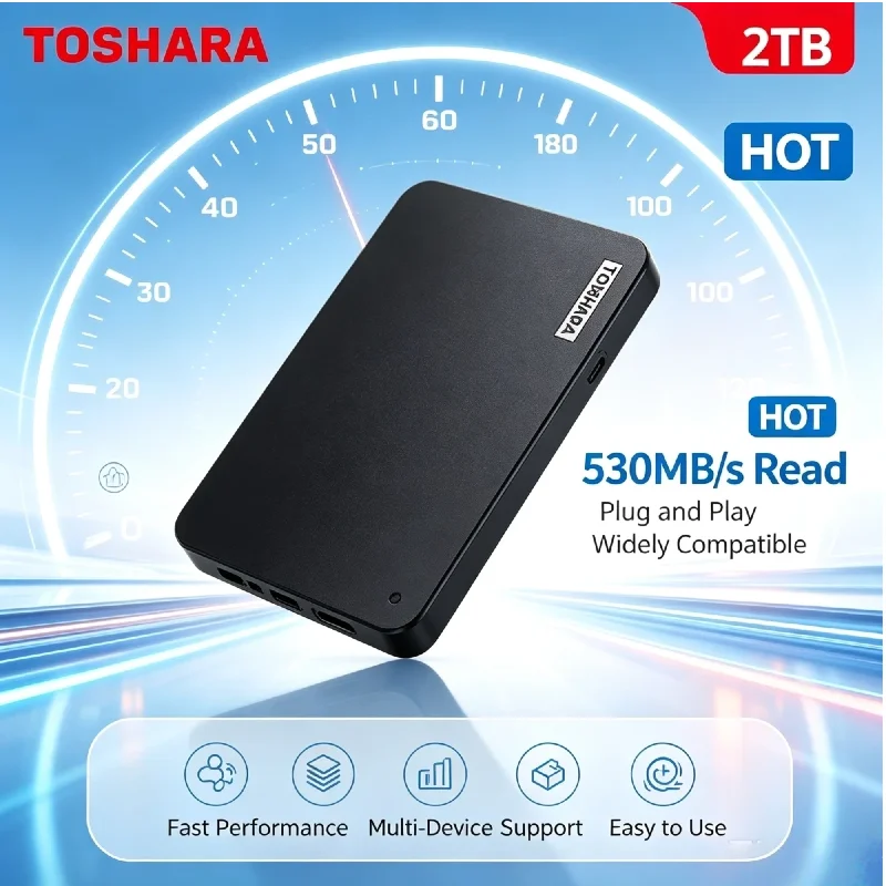 New TOSHARA A3 Portable SSD Original External Hard Drive 4TB 2TB 1TB 500GB 530MB/s  Storage Hard Disk for Desktop Laptop Mac