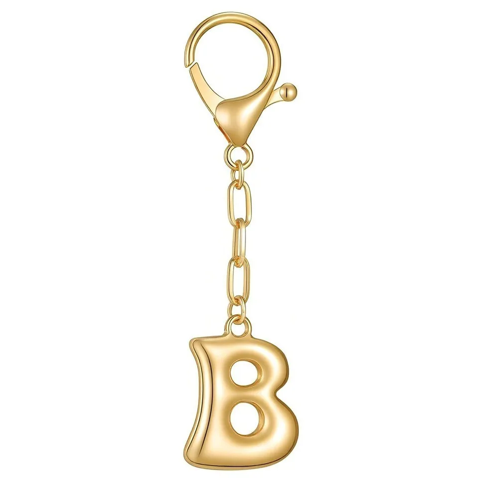 Gold Color 26 Letters Key Chains Metal Lobster Buckle Initial Letter Key Chains Bubble Letter Capital Letter Key Chains Women