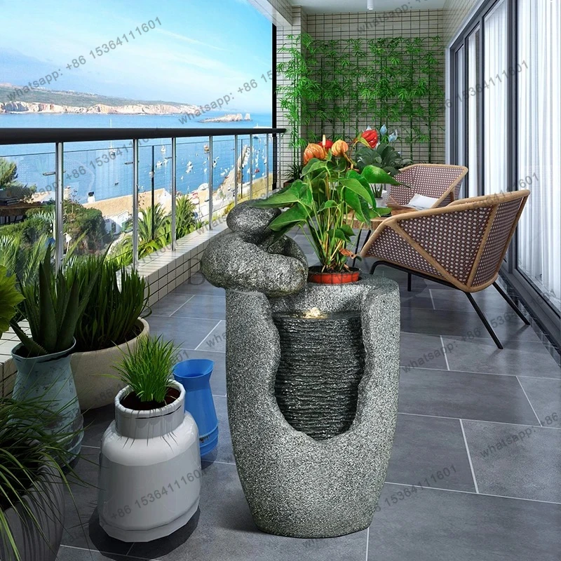 Flowing Water Generates Wealth Ornament Fountain Feng Shui Lucky Landing View Ornament