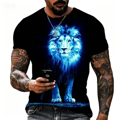 Summer Fashion Tiger Lion 3D Printing Cool Casual Street Style T-shirt