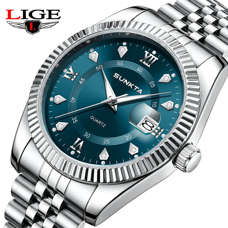 SUNKTA Luxury Men Watch Fashion Waterproof Stainless Steel Luminous Military Man Wristwatch Date Business Quartz Men's Watches