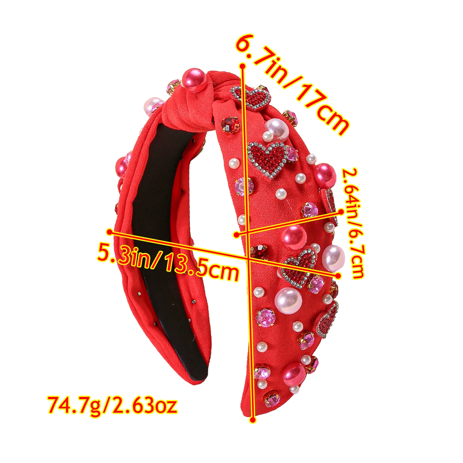 Fashion Crystal Heart Hairbands Girls Crystal Pearl Headband for Women Valentine\'s Day Headbands for Party Hair Accessories