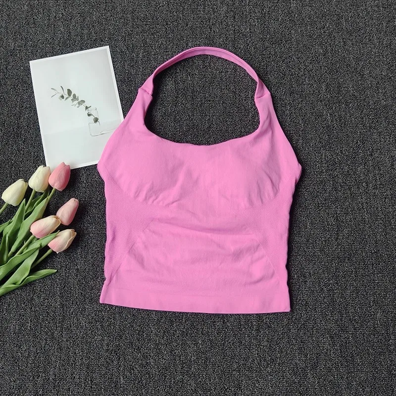 Nahtloses Damen-Neckholder-Top, Sportweste, Yoga-Top, Rückenfreies Fitness-Tanktop, Lauf-Top, Gym-BH, Workout-Fitnesskleidung – Detail 3