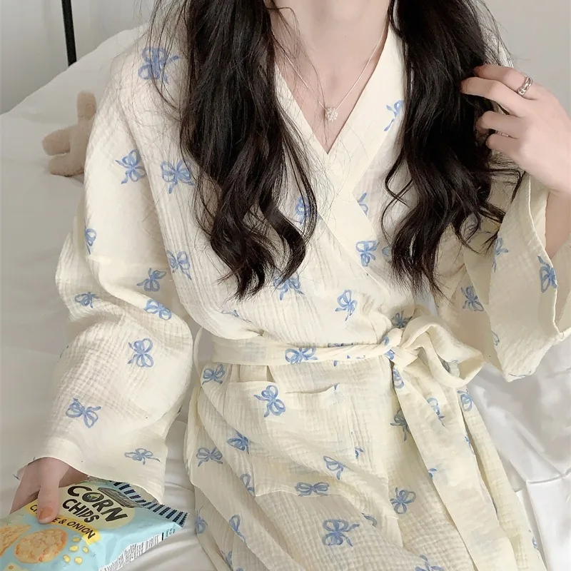 Women's Bathrobe: All-Season Long-Sleeve Striped Kimono-Style Robe—loose-Fitting, Relaxed, Retro-Style Sleepwear and Loungewear