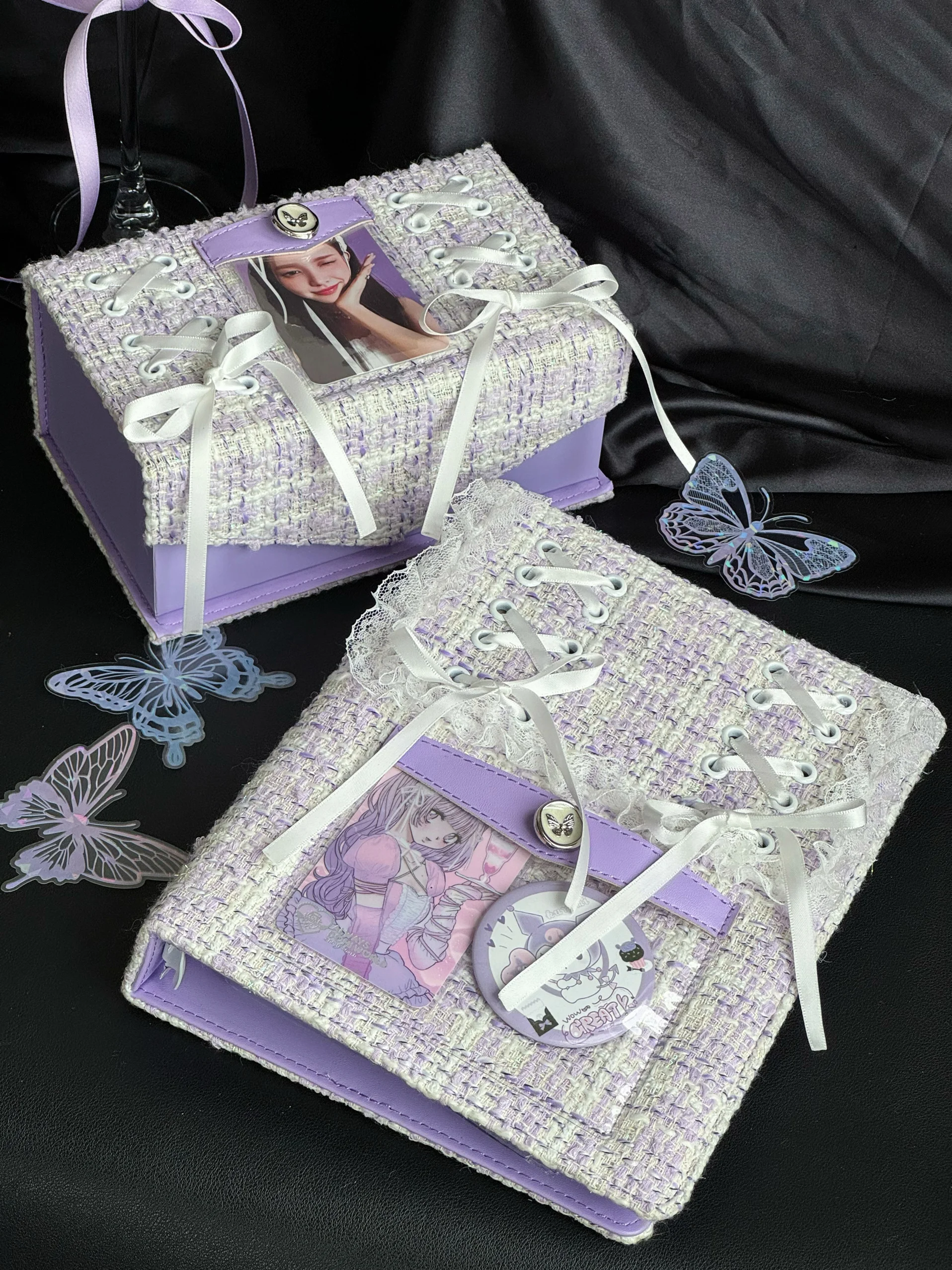 Purple Ballet Lace Binder A5 Photocard Holder Kpop Photo Card Collect Book Loose Leaf Idol Photo Album 포카 바인더