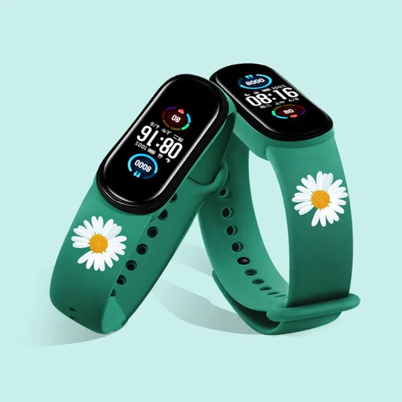 

Ремешок с принтом для браслета Xiaomi Mi Band 7, спортивный силиконовый браслет Xiaomi Miband 3 4, ремешок Correa Mi Band 5, 6 4 7, ремешок