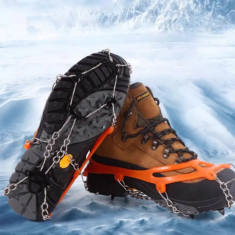 Ice Cleats Crampons for Hiking Boots and Snow Shoes Climbing Spikes Grippers for Traction with Chains for Men Women