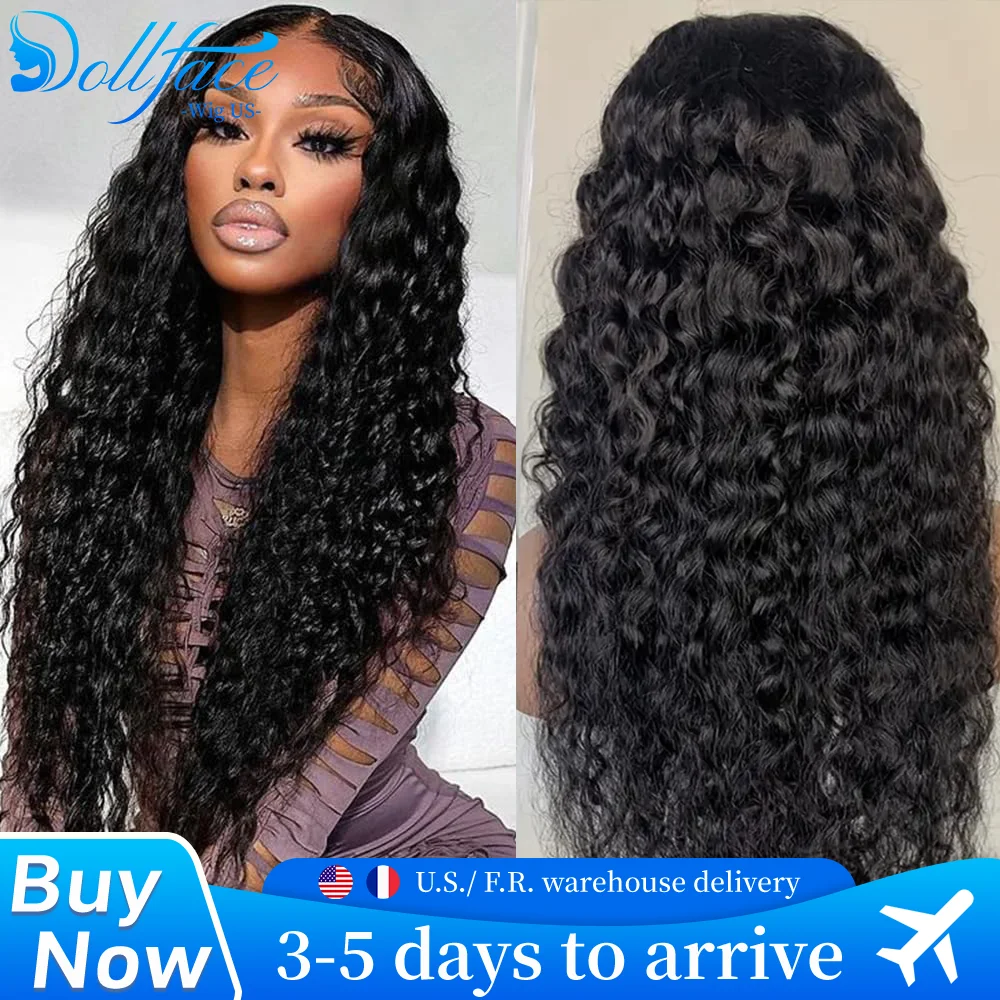 Perruque Lace Front Wig sans colle bouclée 4x4 5x5, couleur naturelle, Deep Wave, pre-coupée, brésilienne HD, cheveux humains, densité 220